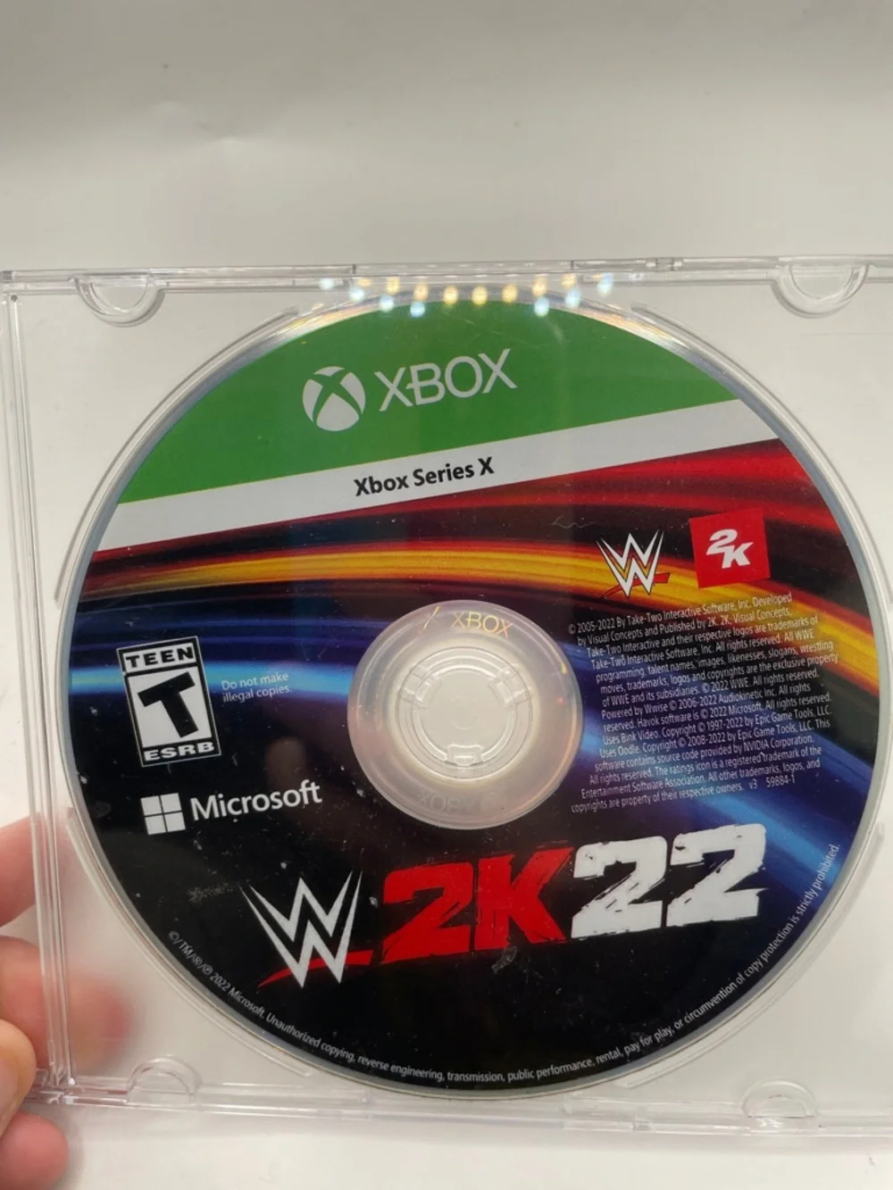 Microsoft Xbox WWE 2K22 Game Disc – Black, Green, Red